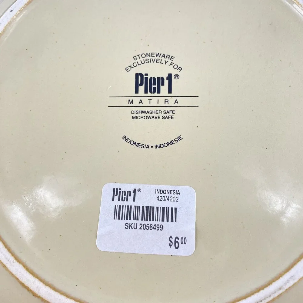 Pier 1 Matira Dinner Plates Set of 3 Red Scroll Rim Stoneware 10.5”